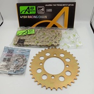 AJI RACING SPROCKET SPOKET CHAIN SET GOLD CHAIN SETS 415H 132L LC135 Y15 RXZ LAGENDA 110 AJI RACING 