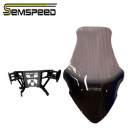 SEMSPEED Motorcycle Front Windshield Airflow Windscreen + Rearview Mirror Bracket Mount For Honda PC