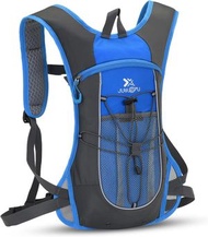 運動水袋背包 7L 可調式騎行背包旅行背包帶頭盔固定繩，防水，反光條，適合遠足、跑步、露營-藍色