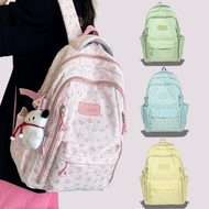 Cute Heart Print Coquette Backpack Large Capacity Multi Compartment lolita bagpack pink backpack