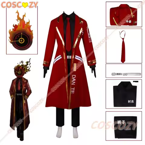 Game Limbus Company Cosplay Dante Cosplay Costume Mask Red Long Coat Dan Te Uniform Suit Men Women H