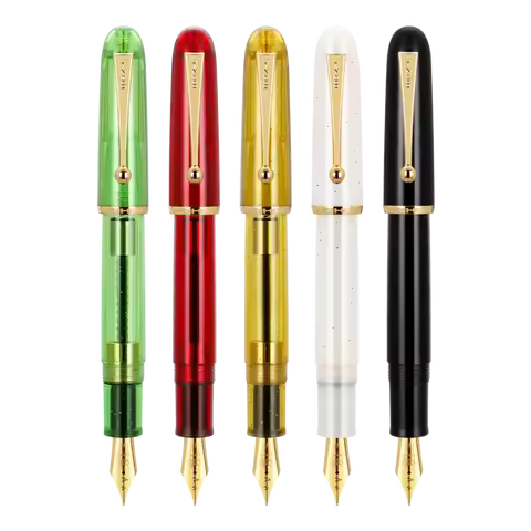 JINHAO 9013 F M Nib Fountain Pen Acrylic Transparent White Spin Pen Stationery Office School Supplie