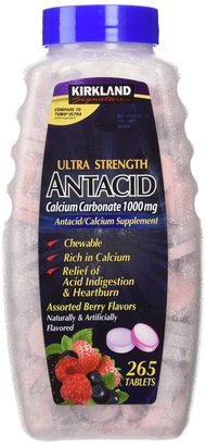 Signature Ultra Strength Antacid Calcium Carbonate 1000 MG Assorted Berry Flavors (265 Tablets) Kirk