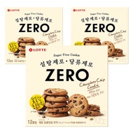 Lotte ZERO Chocolate Chip Cookies 12pcs 168g × 3 Packs | Sugar-Free Low Calorie Cookies | Healthy Sw