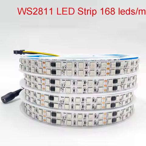 24V WS2811 Double Row LED Dream Color Strip 168 LED/M 1903 Double Row 5050 RGB Full Color Addressabl