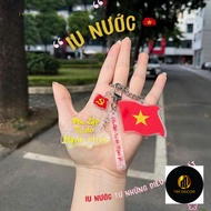 Red Flag Keychain with Yellow Star - Vietnam Flag - Mini Party Flag Charm - Keychain Tag