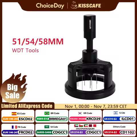 ALIKISSCAFE WDT Tools 51mm 54mm 58mm Espresso Stirrer Needle Distributor Barista Tools Adjustable De