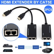 2Pcs HDMI Over RJ45 CAT5e CAT6 Cable LAN Ethernet Extender Repeater 3D UP to 30M