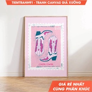 Wall painting, Cowgirl Boots Preppy Pink Wall Art Coastal Cowgirl Art Dopamine Decor Preppy Pink Gir