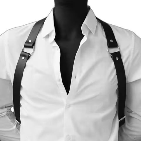 Men Adjustable PU Leather Body Chest Harness Belt Punk Fancy Costume