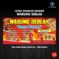 Cetak Spanduk Warung Seblak / Banner Warung Seblak / Desain Custom Bisa Ganti Nama Tambah Menu dll