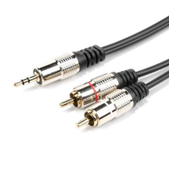 【1.5M/3M/5M/10M 】3.5มม.ถึง2สายสัญญาณเสียง RCA สำหรับโทรศัพท์หูฟังลำโพงสีดำ3.5มม.แจ็คสเตอริโอ2 RCA ชาย Aux สายเคเบิ้ล Audio