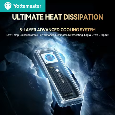 Yottamaster Aluminum Turbo Fan USB4 M.2 NVMe 40Gbps Type C SSD Case Hard Drive Enclosure Compatible 