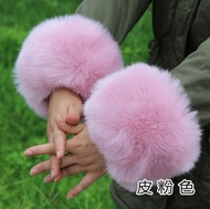 Fur Faux Fur Hand Ring Fur Wristband Women Sleeve Raccoon Fur White Bracelet Cuff Wrist Sleeve Winte
