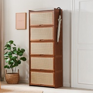 Q-8#Bamboo Storage Cabinet Clothes Shoe Cabinet Household Drawer Hallway Shoe Rack Bamboo Balcony Space-Saving Dustproof