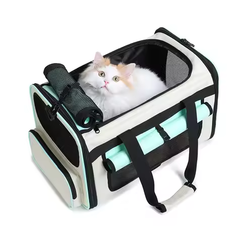 Cat Carrying Case Pet Dog Travel Carrier Soft-Sided Cat Bag Airline Approved Collapsible Cat Carrier