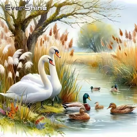EverShine 5D DIY Diamond Painting Swan Animal Embroidery Duck Cross Stitch Kits Diamond Mosaic New A