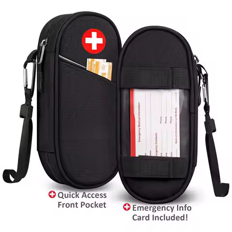 Outdoor EpiPen Medical Carrying Case Travel Medication Organizer Bag Emergency Medical Pouch Hold 2 