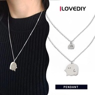 [ILOVEDIY] Little Big Cute Dumpling Stainless Steel Design Hollow Splicing Couple Necklace Pendant