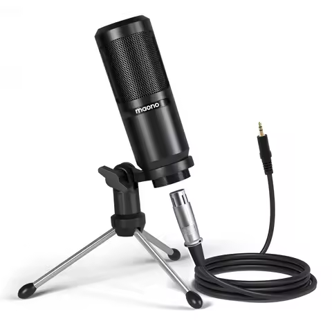 MAONO PM360TR Condenser Microphone XLR Podcast Microphone 3.5mm Mic for PC Laptop Phone Sound Card G