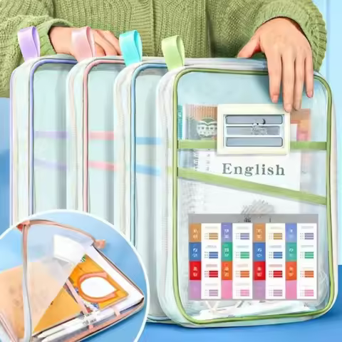 1PC Double Zipper Large Capacity Folder Organizer Bag for School Office Supplies Subject Papers Book