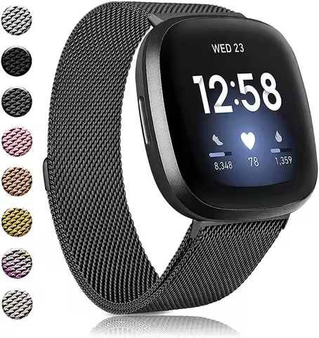 Milanese strap for Fitbit versa 4 3 Band Sense/Lite Magnetic Loop watchband Stainless Steel metal Br