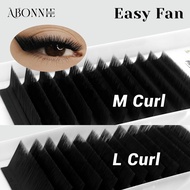 Abonnie L M curl Easy Fan Shiny Black Eyelashes Automatic Blooming Lashes Mega Volume Lash