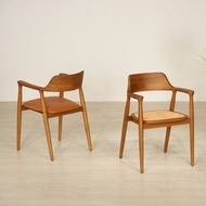 實木原木餐椅 新希洛馬老柚木 皮革坐墊 廣島椅 餐廳咖啡廳禮物