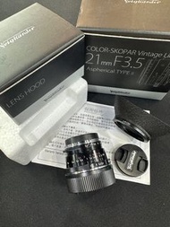 99% Voigtlander 21mm f3.5 Type II color skopar Vintage VM 21 3.5 + LH-11 lens hood
