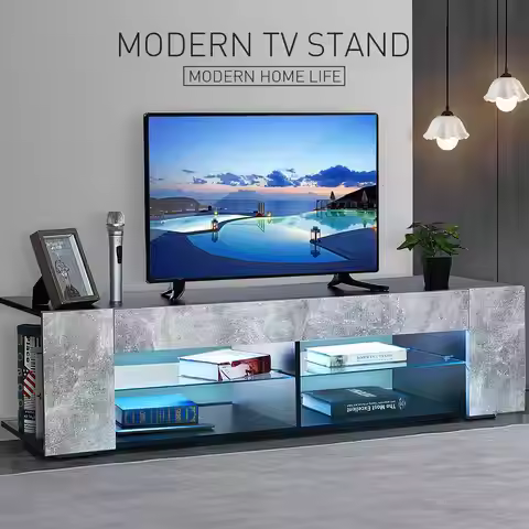 57 Inch Luxury High Capacity TV Cabinet Modern LED TV Stand Living Room Furniture High Gloss TV Unit