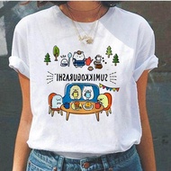 Corner creature corner creature corner creature Letter Print Round Neck Casual Plus Size Ladies Shor