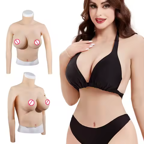 ONEFENG Pseudo Female Transvestite Simulation Silicone Long Sleeve Half Body Breast Male Dressed as 