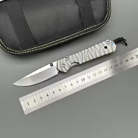 CR Small Seben 21 Folding Knife D2 TC4 wave pattern gear Camping Outdoor Survival Tools EDC Hiking k