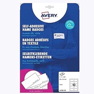 Avery Zweckform L4785-20 Silver Fabric Name Badge Labels, Size (mm) 80.0 x 50.0, Pack of 20
