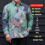 Batik Pria Lengan Panjang Batik Ambari Lapis Furing Standar Jumbo Katun Warna Hijau Botol KBL 29