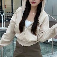 Áo Khoác Nỉ Croptop Mũ Siêu To Áo Hoodie Zip Dày Dặn Form Rộng Hàn Quốc Áo Dáng Ngắn Siêu Xinh Chất 