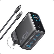 Anker - Anker B2697 黑色 140W GaN PD Charger 4輸出 + USB-C 線套裝 TYPE C USB-A充電器Anker Charger 140W, 4-Port
