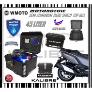 WMOTO SEMI ALUMINIUM WATERPPROOF TOP BOX 45LITER MOTORCYCLE HARD SHIELD TOP CASE KMN KALIBRE HIGH QU