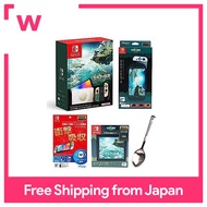 Nintendo Switch (OLED model) The Legend of Zelda: Tears of the Kingdom Edition + [Nintendo Licensed Product] Combination Pouch for Nintendo Switch Family &amp; Card Case for Nintendo Switch 24 Card Pockets &amp; OLED Protective film multifunctional (stain...
