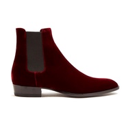 CHELSEA Boots Men British Short Boots CHELSEA BOOT Trendy Martin Boots Velvet Burgundy Pointed Men's