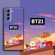 [Aimeidai] Samsung Case Cartoon BTS BT21 Printed Liquid Silicone Cell Phone Case Full Body Shockproof Protective Cover for Samsung S9/S10/S20/S21/S2 Series