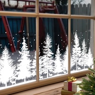 <ANME>White Christmas Window Cling Static Decal Snowflake Christmas Trees Deer Design