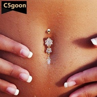 C5GOON 1Pc Women Beauty Crystal Flower Dangle Navel Belly Button Ring Body Piercing Jewelry H1O2