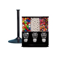 Mesin Penjual Otomatis Mesin Gumball Dan Permen Komersial Dengan Stand Black Triple Vending Machine 