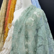 Three-Dimensional Beaded Embroidery Fabric 3D Sequin Fabric Mesh Lace Fabric Embroidery