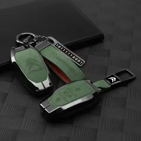 Zinc Alloy Leather Shell Car Key Case Cover For Citroen C3 C4 C4L C6 C3-XR CACTUS C8 DS3 DS4 DS5 Pic