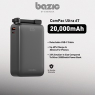 ENERGEA ComPac Ultra 67 20000mAh Power Bank With Build In USB-C Cable PD67W - Gunmetal