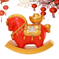 New Year Horse Figurine Resin Desktop Figurine Rocking Horse Ornament yikuiath
