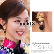 ** moo618 * Chinese Restaurant Jiang Yan Same Style Earrings Holiday Style Flower Pearl Earrings Tem