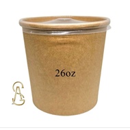 [Premium] 26oz with PP Lid Kraft Paper Soup Bowl (10pcs)